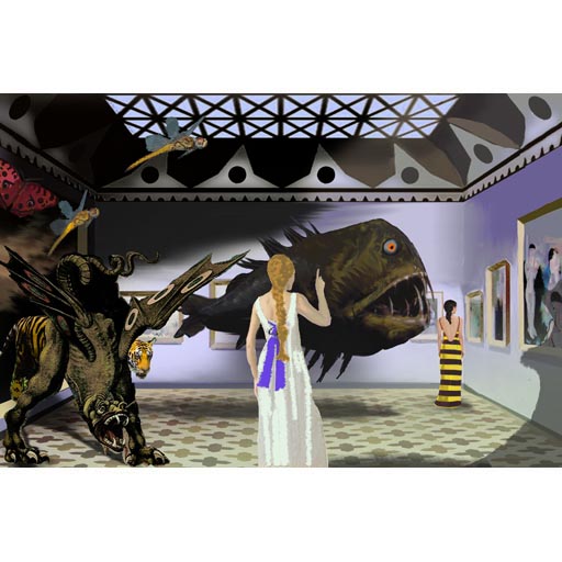 monsters, woman, surrealism, contemporary art, photorealist, painting, contemporary art, Nicholaas Chiao, artist, art
